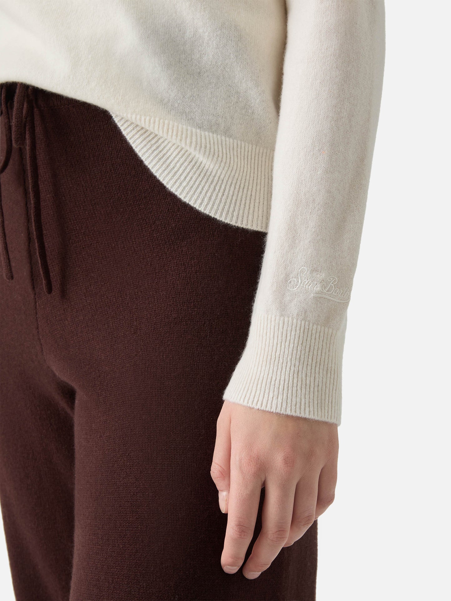 Weißer Pullover Sorbonne aus 100 % Kaschmir