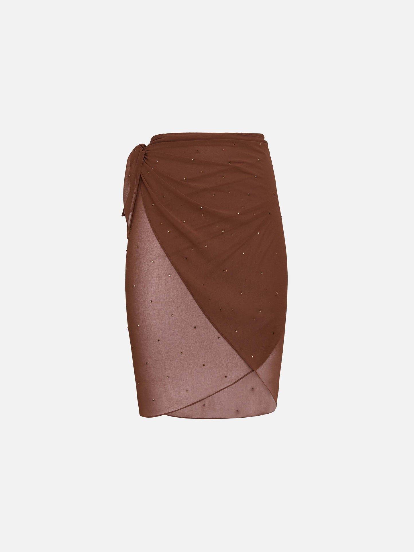 Sery short brown georgette pareo with rhinestone embellishment - MC2 Saint Barth