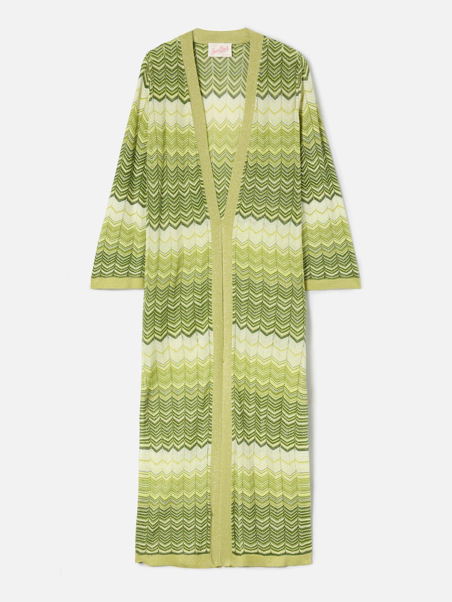 Green Tonia long cardigan in knit