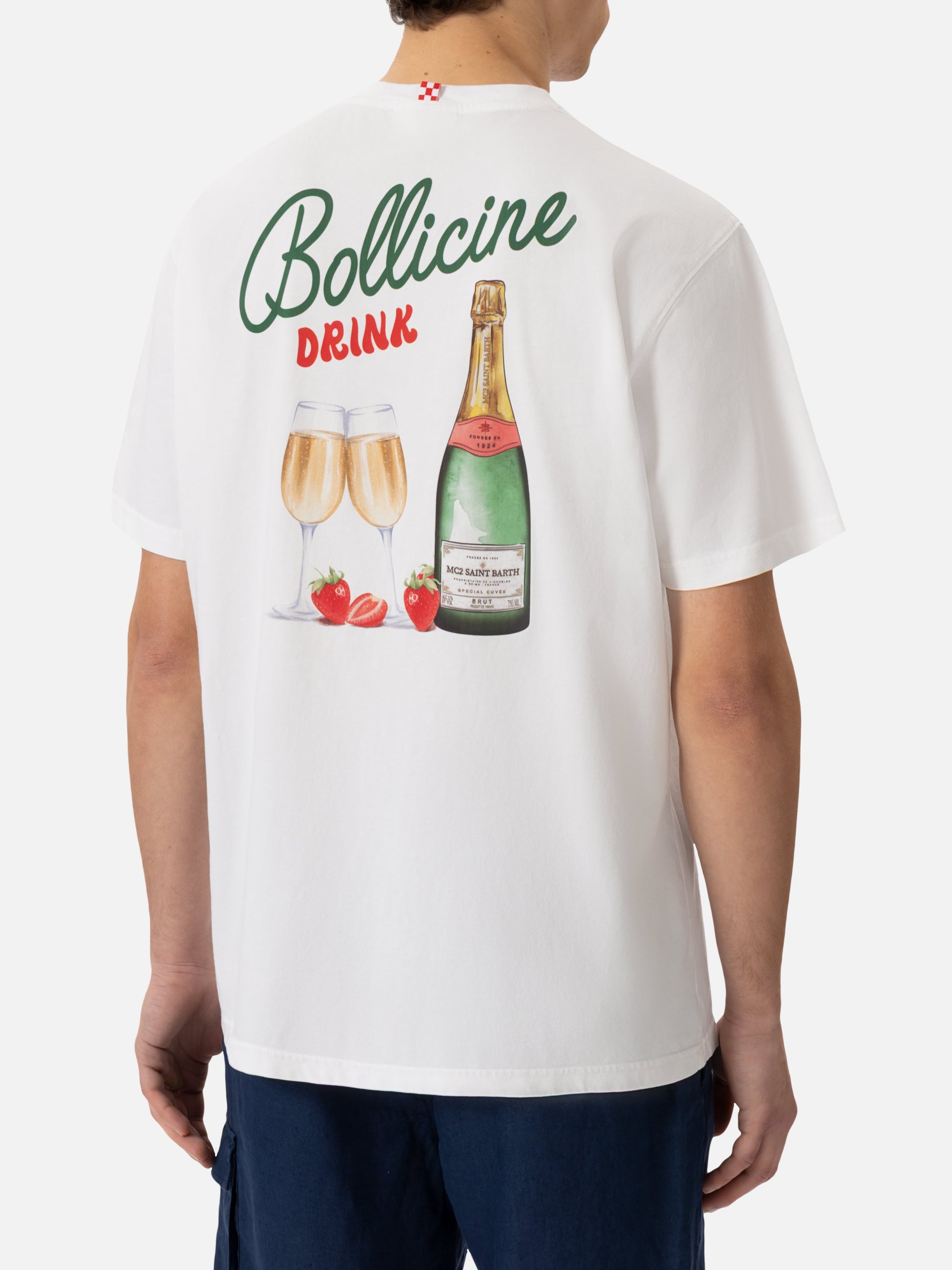 Cotton T-shirt with Bollicine drink print - MC2 Saint Barth