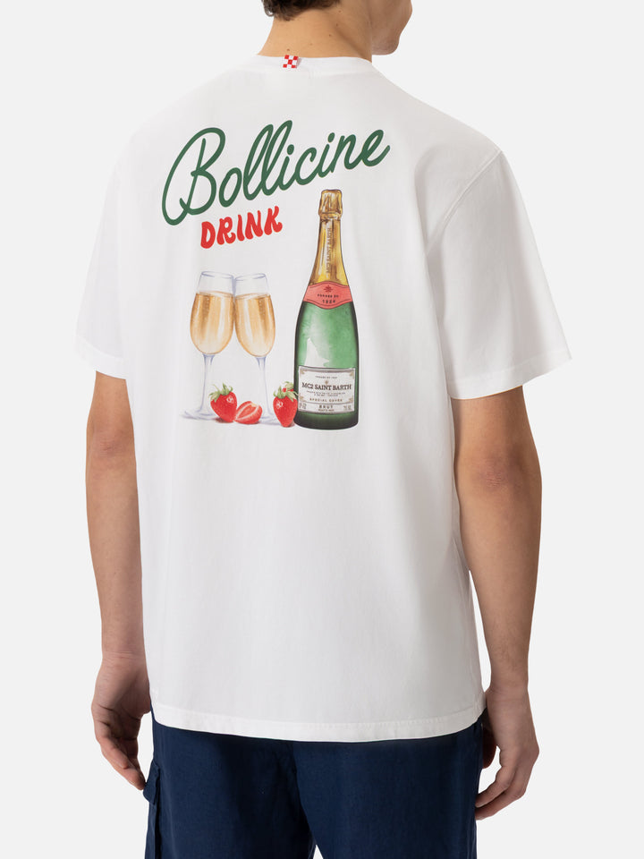 Cotton T-shirt with Bollicine drink print - MC2 Saint Barth