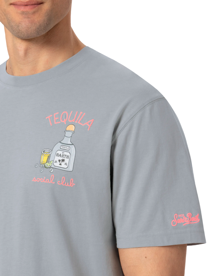 Cotton T-shirt with tequila social club embroidery