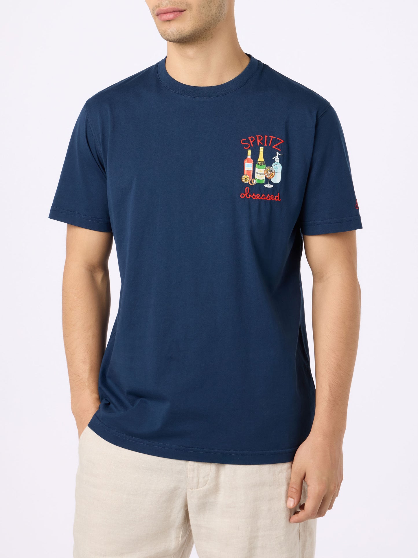 Man cotton t-shirt with Spritz obsessed embroidery - MC2 Saint Barth