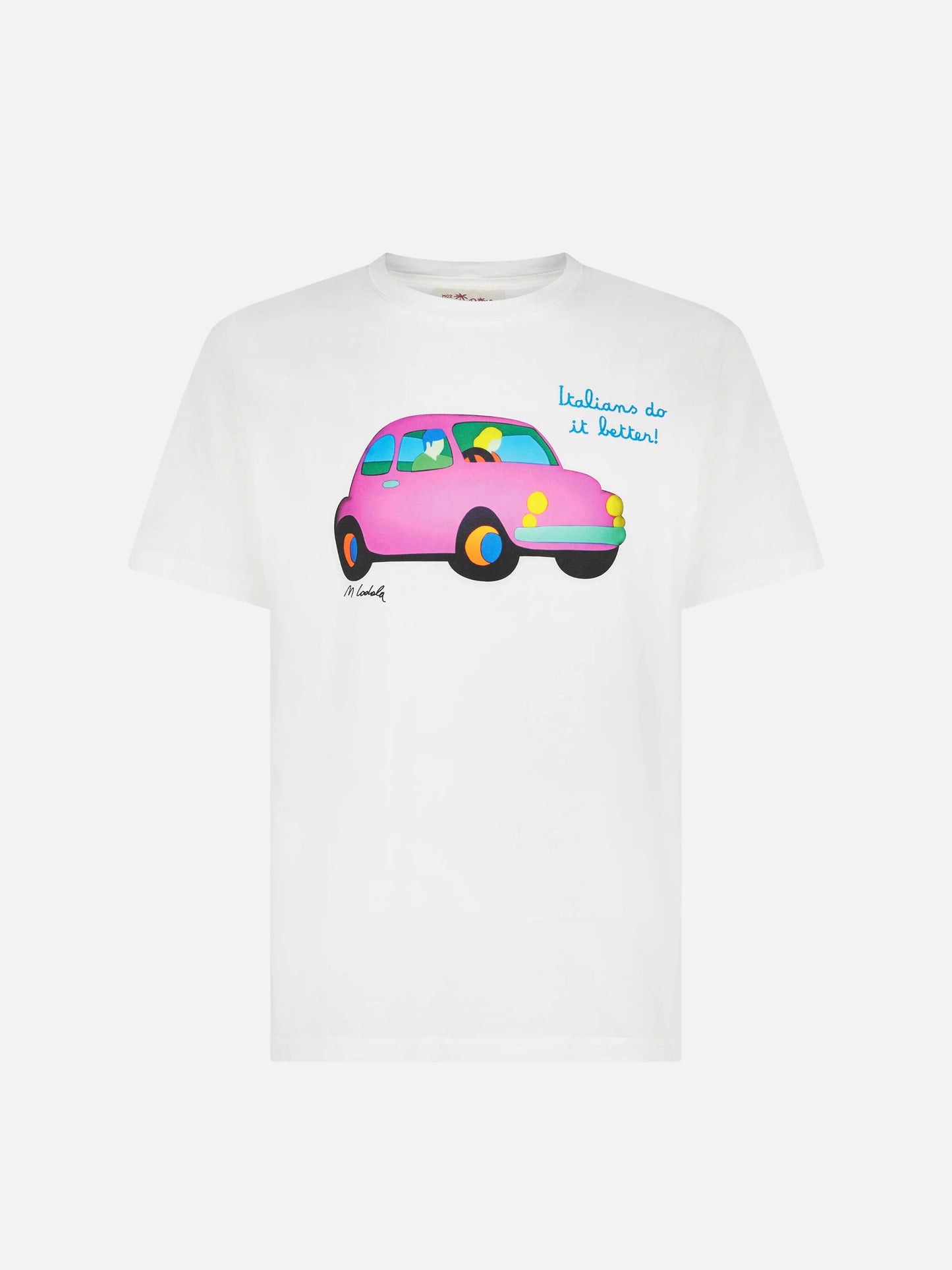 T-shirt Man in cotone con stampa auto Lodola | MARCO LODOLA SPECIAL EDITION