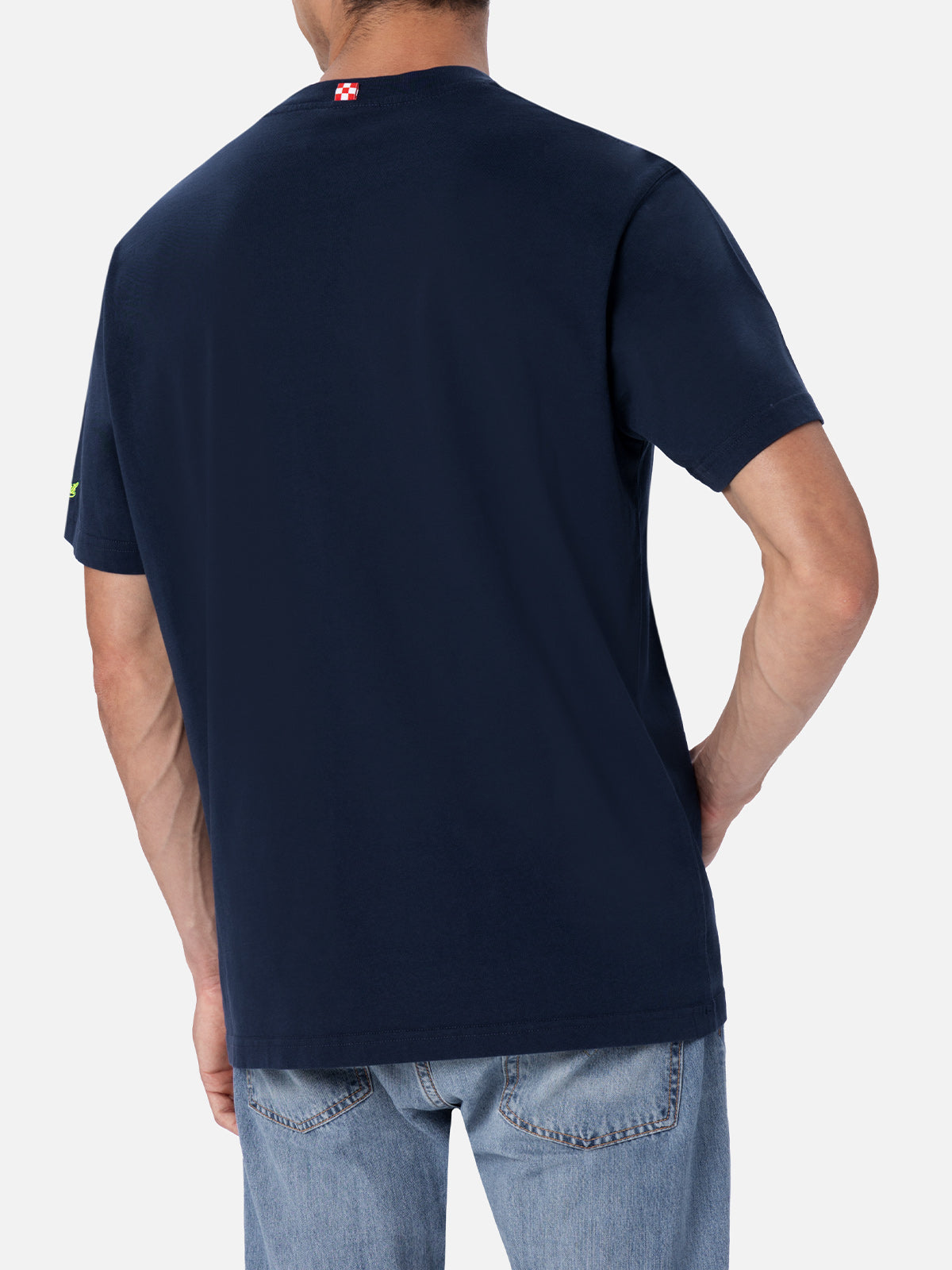 Man cotton t-shirt with Lodola placed print and embroidery | MARCO LODOLA SPECIAL EDITION - MC2 Saint Barth