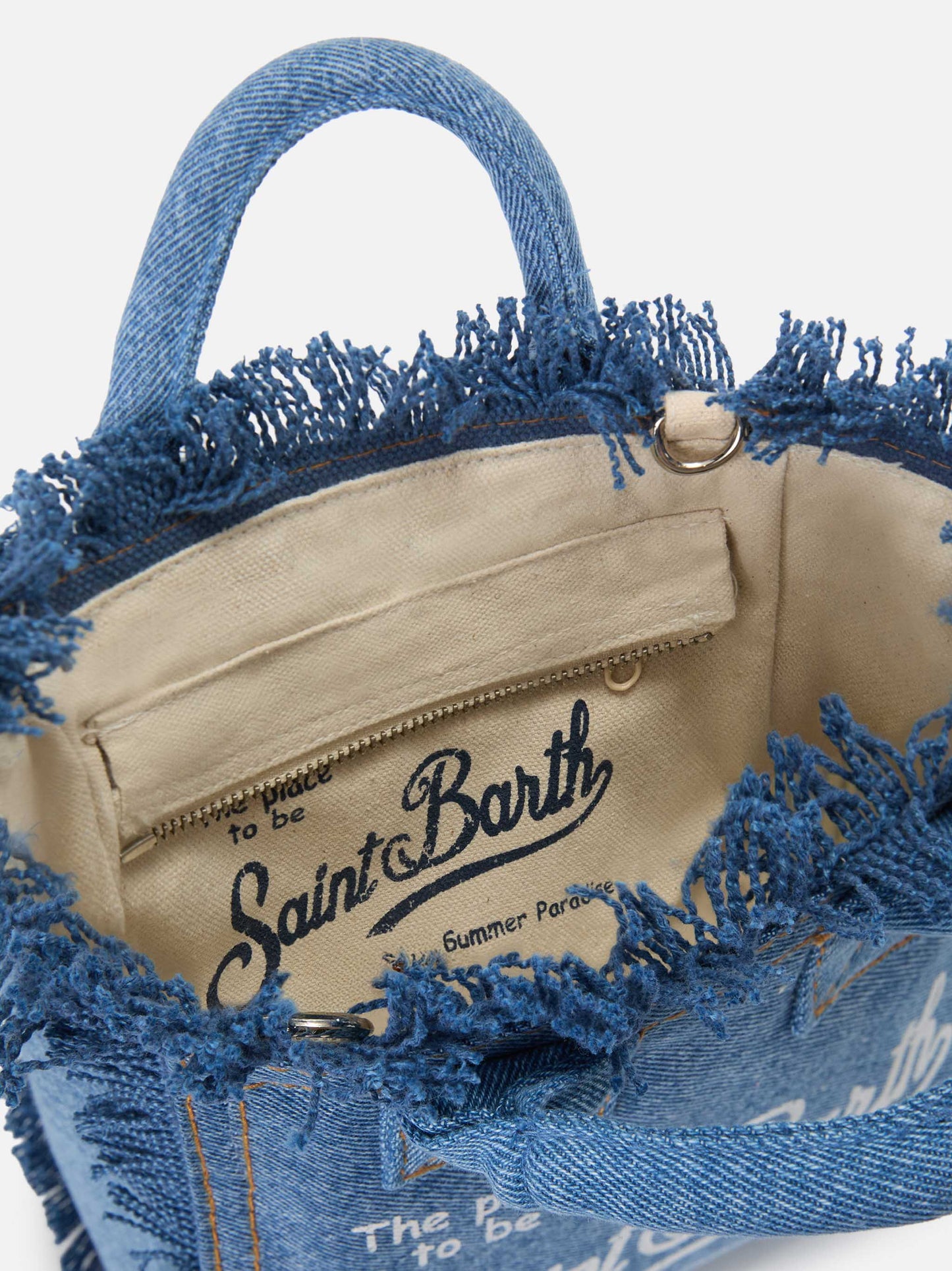Mini sac Vanity en denim délavage moyen