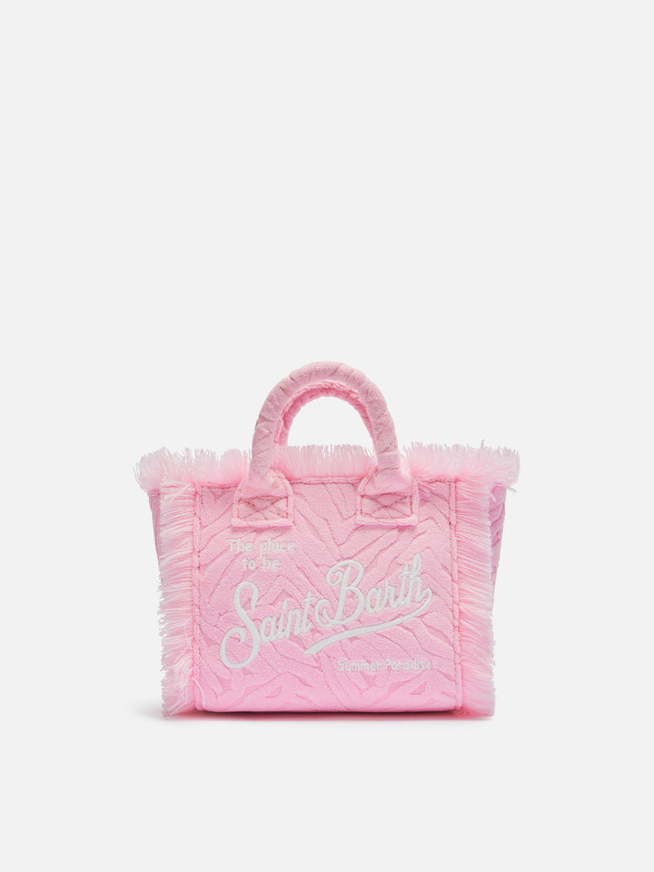 Rosa Mini-Kosmetiktasche mit Zebraprägung