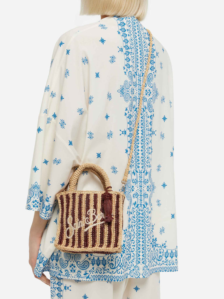 Mini Vanity Raffia bag with striped print - MC2 Saint Barth