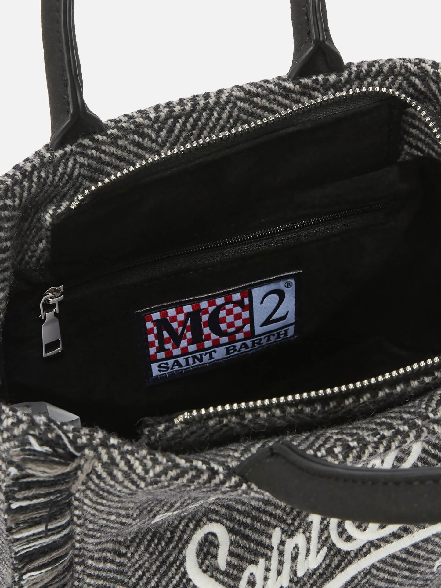 Vanity Mini-Wollhandtasche aus Fischgrät-Wollmischung