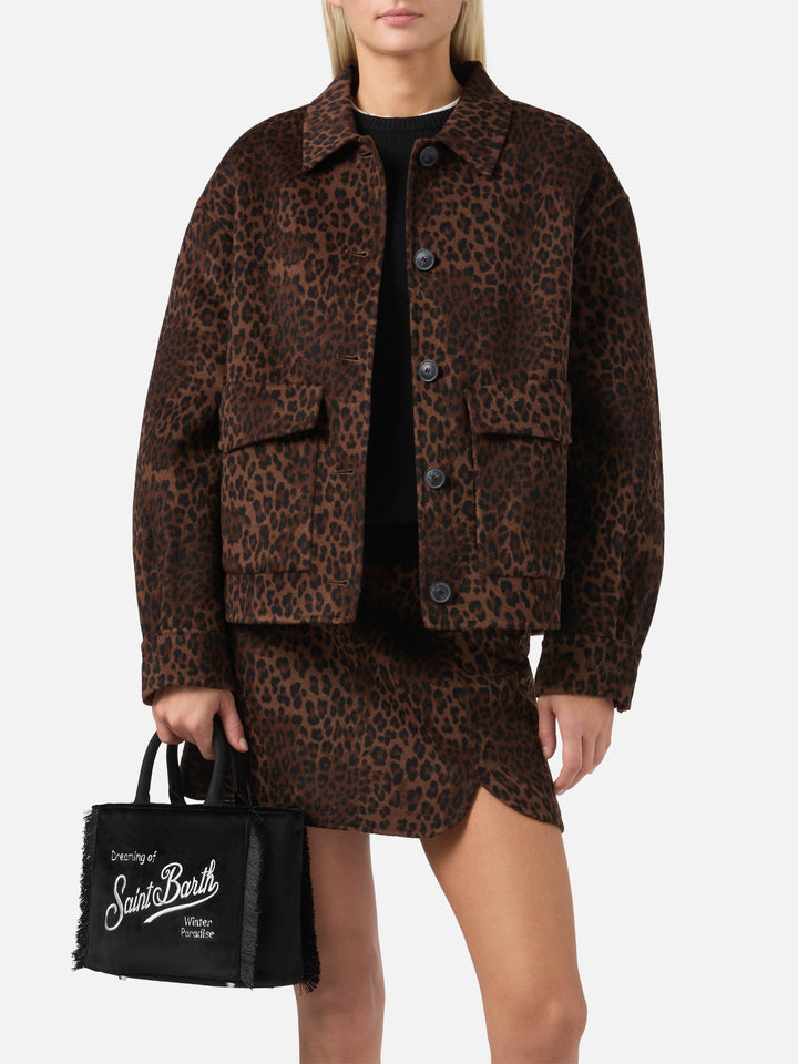 Borsa a mano Vanity Mini Velvet in velluto e faux suede nero