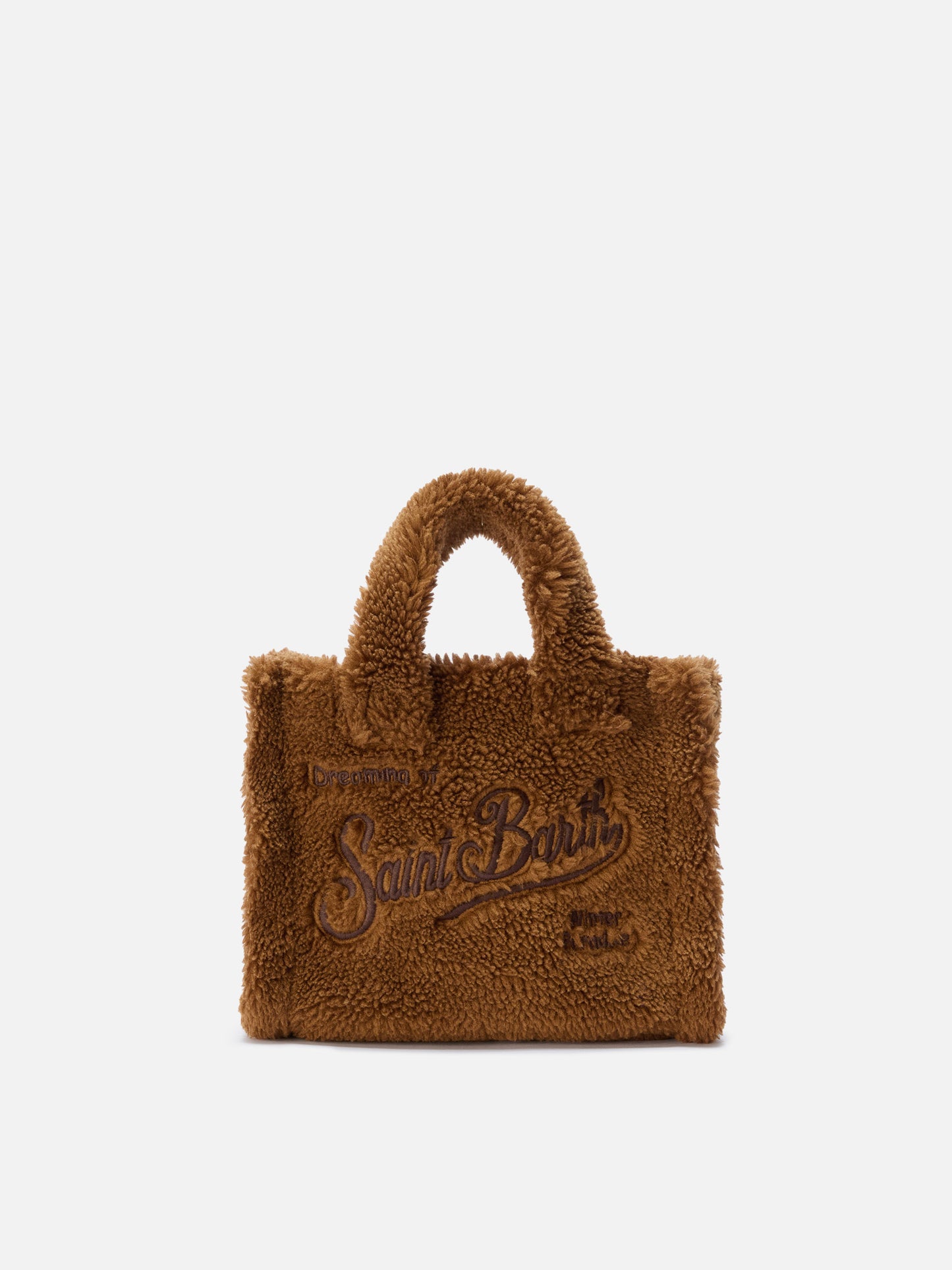 Borsa a mano Vanity Mini Teddy in sherpa marrone