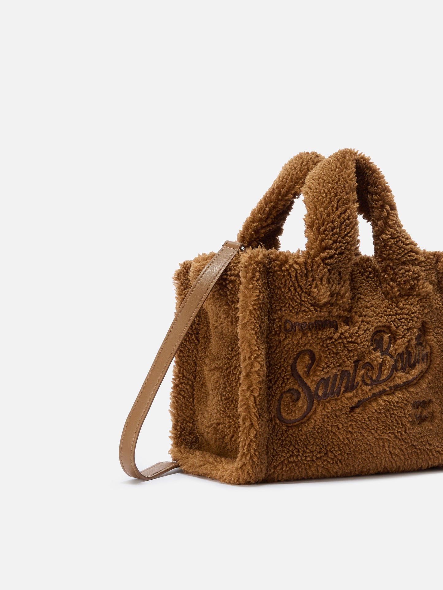 Borsa a mano Vanity Mini Teddy in sherpa marrone