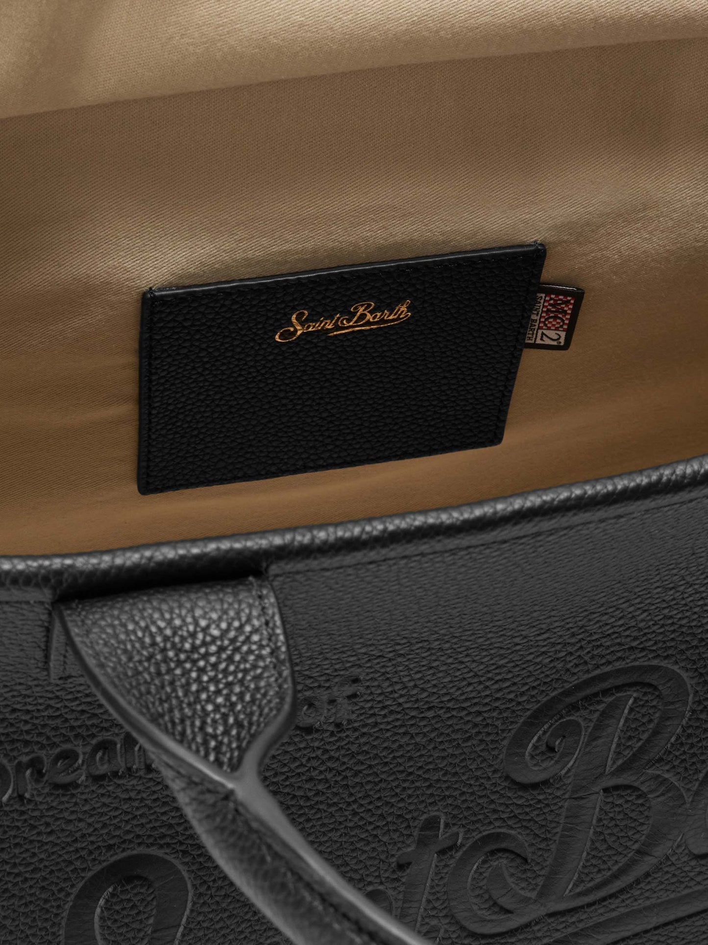 Vanity Bag Große Schultertasche aus schwarzem gehämmertem Leder