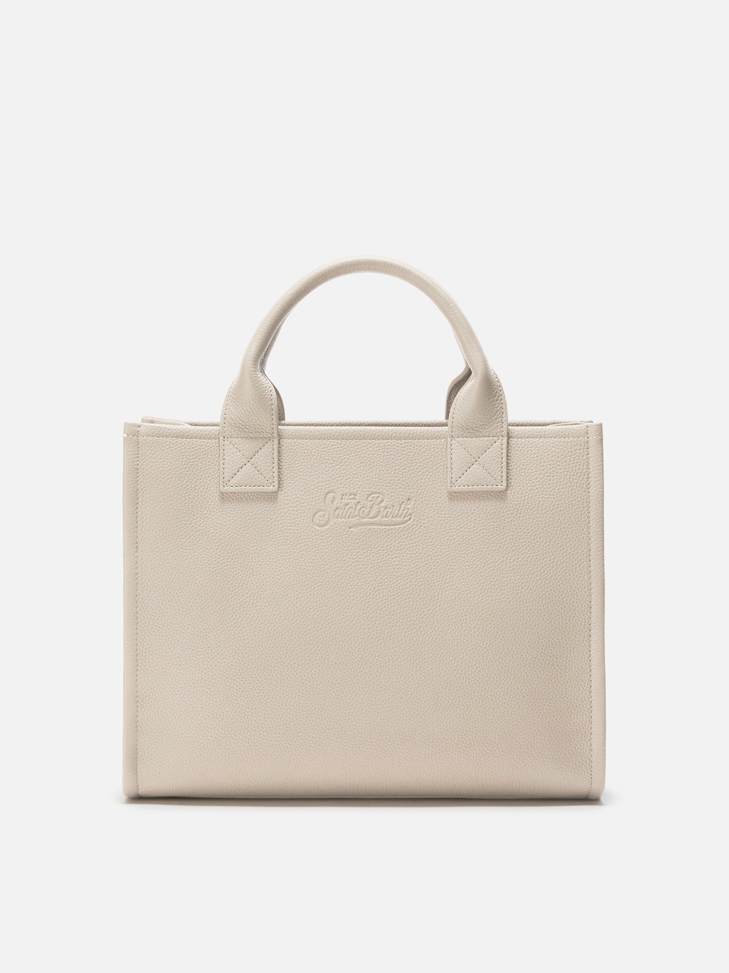 Vanity Bag Large Shoulder Bag in white hammered leather