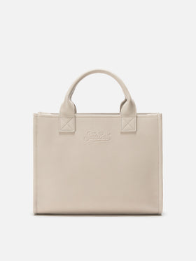 Vanity Bag Large Shoulder Bag in white hammered leather