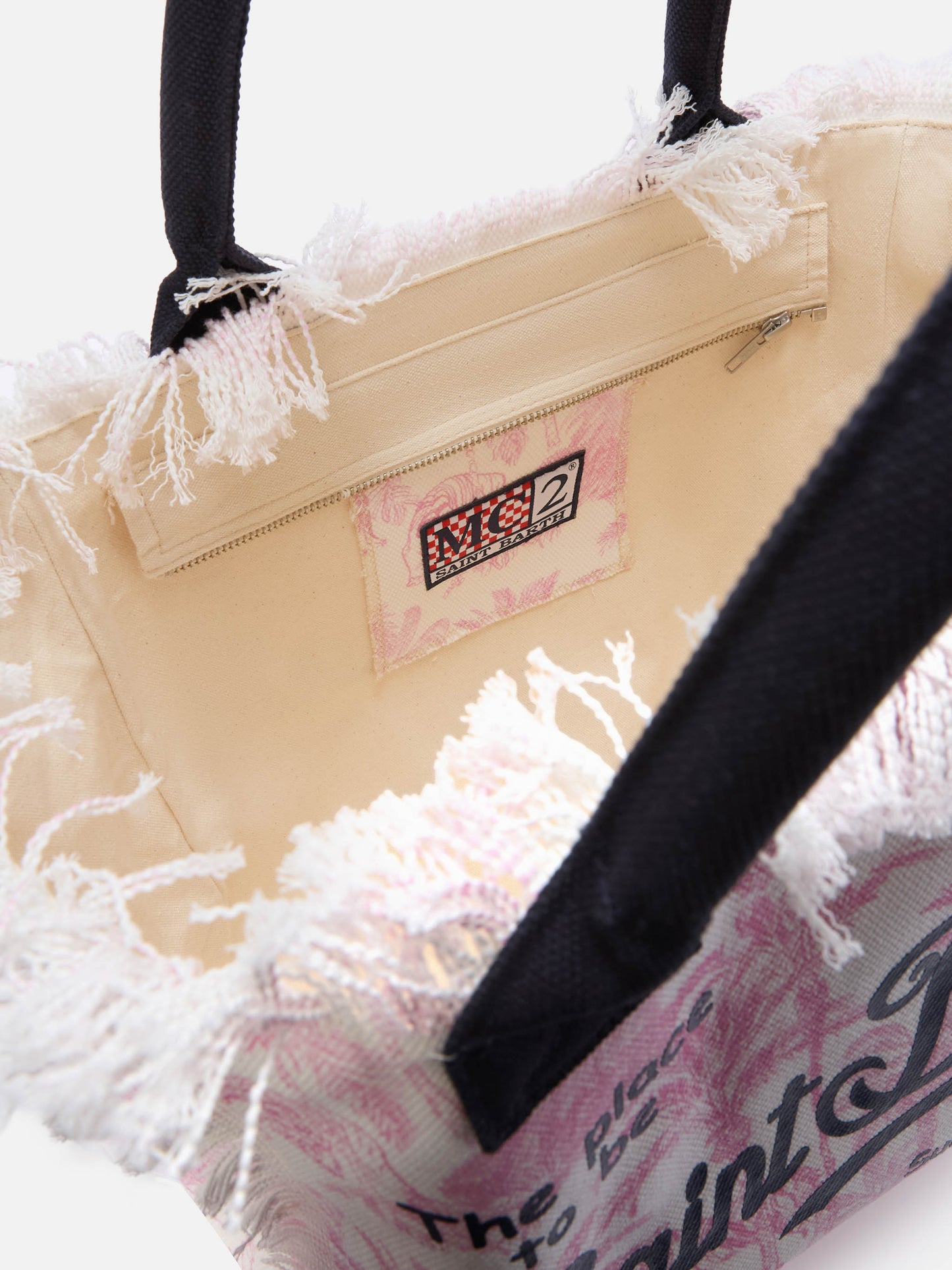 Regular Vanity canvas bag with pink toile de Jouy print