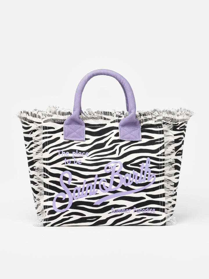 Cotton canvas Vanity tote bag with zebra print - MC2 Saint Barth