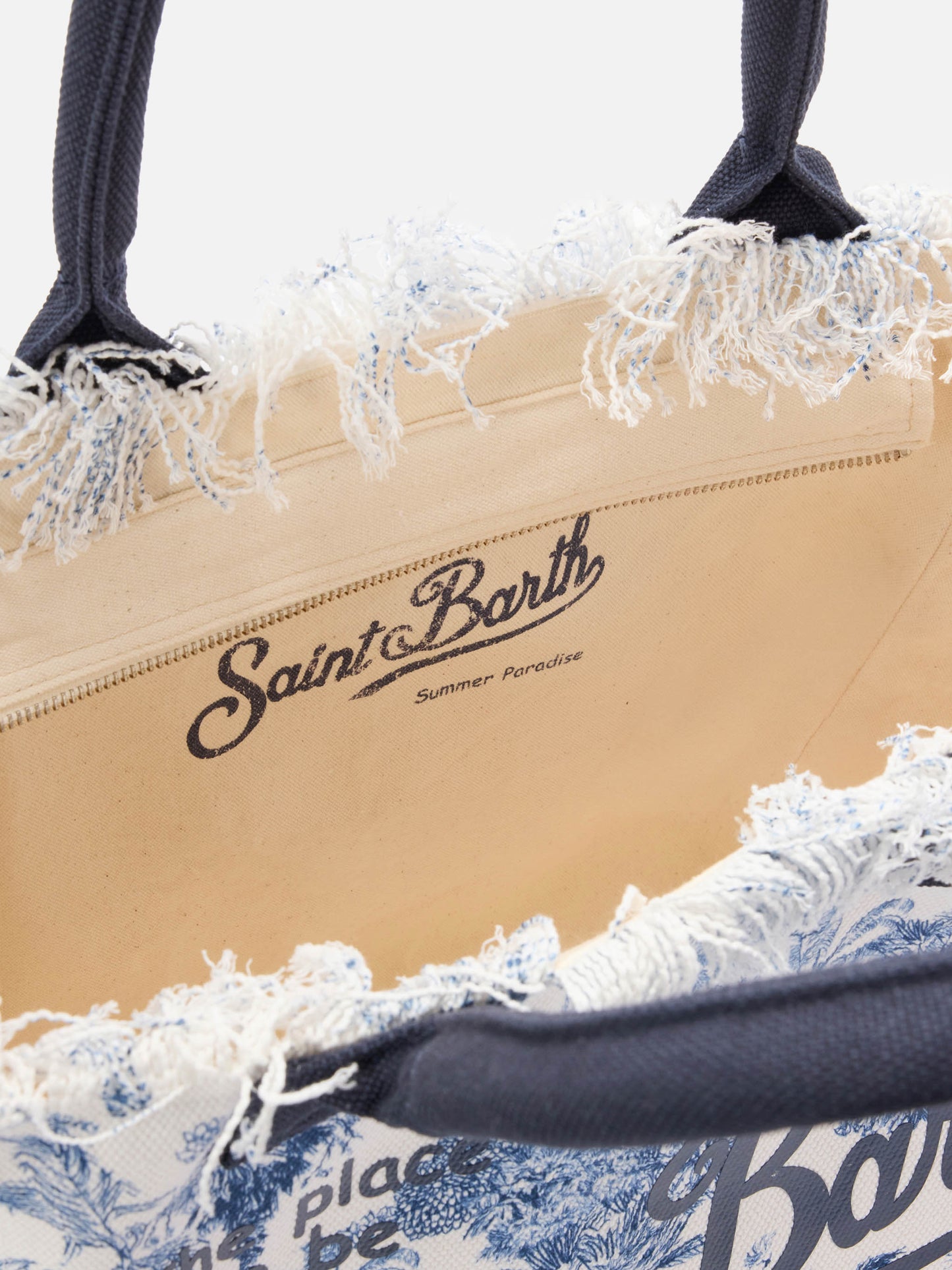 Bolso Vanity de lona Regular con estampado toile de Jouy azul