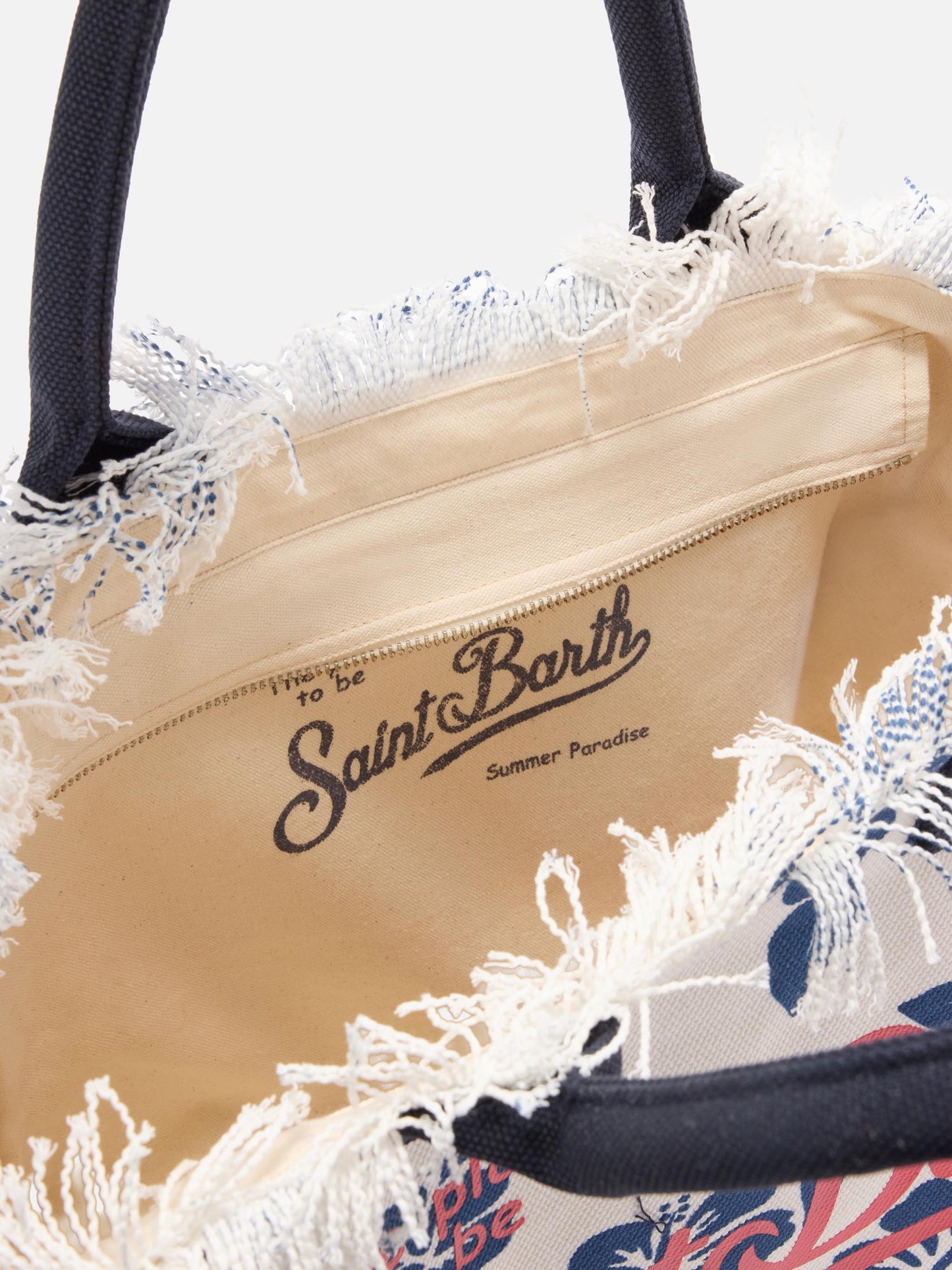 Bolso Vanity regular de lona blanca con estampado de hibiscus