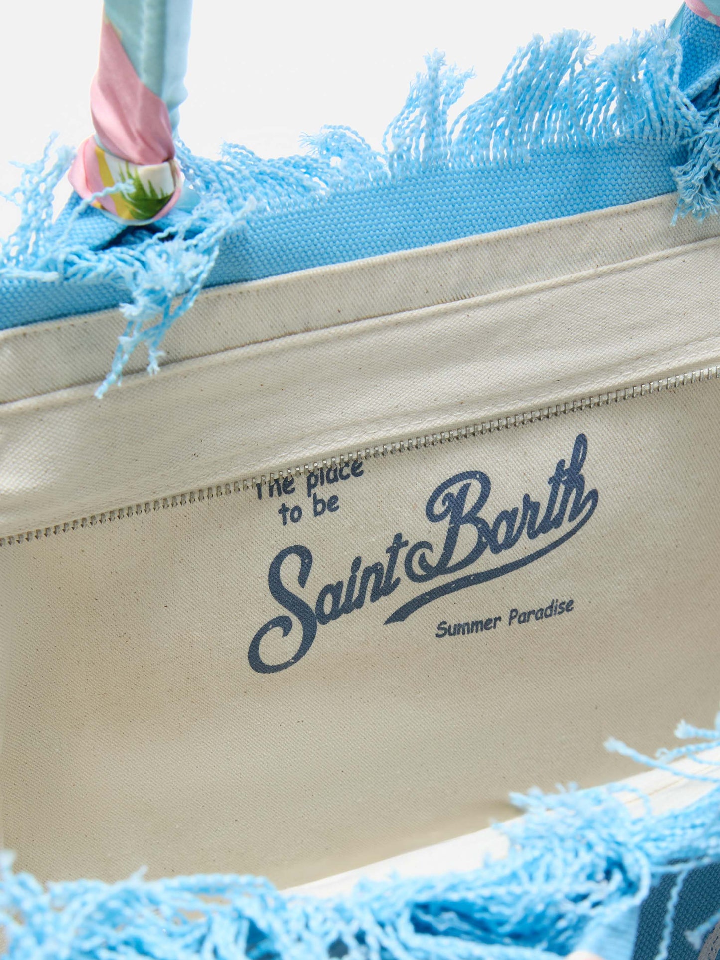 Bolso Vanity regular de lona azul claro con twill extraíble