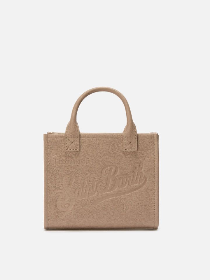 Borsa a spalla Vanity Bag Midi in pelle martellata nocciola