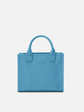Vanity Bag Midi Shoulder Bag in teal hammered leather