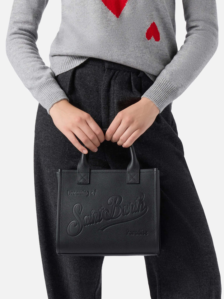 Borsa a spalla Vanity Bag Midi in pelle martellata nera