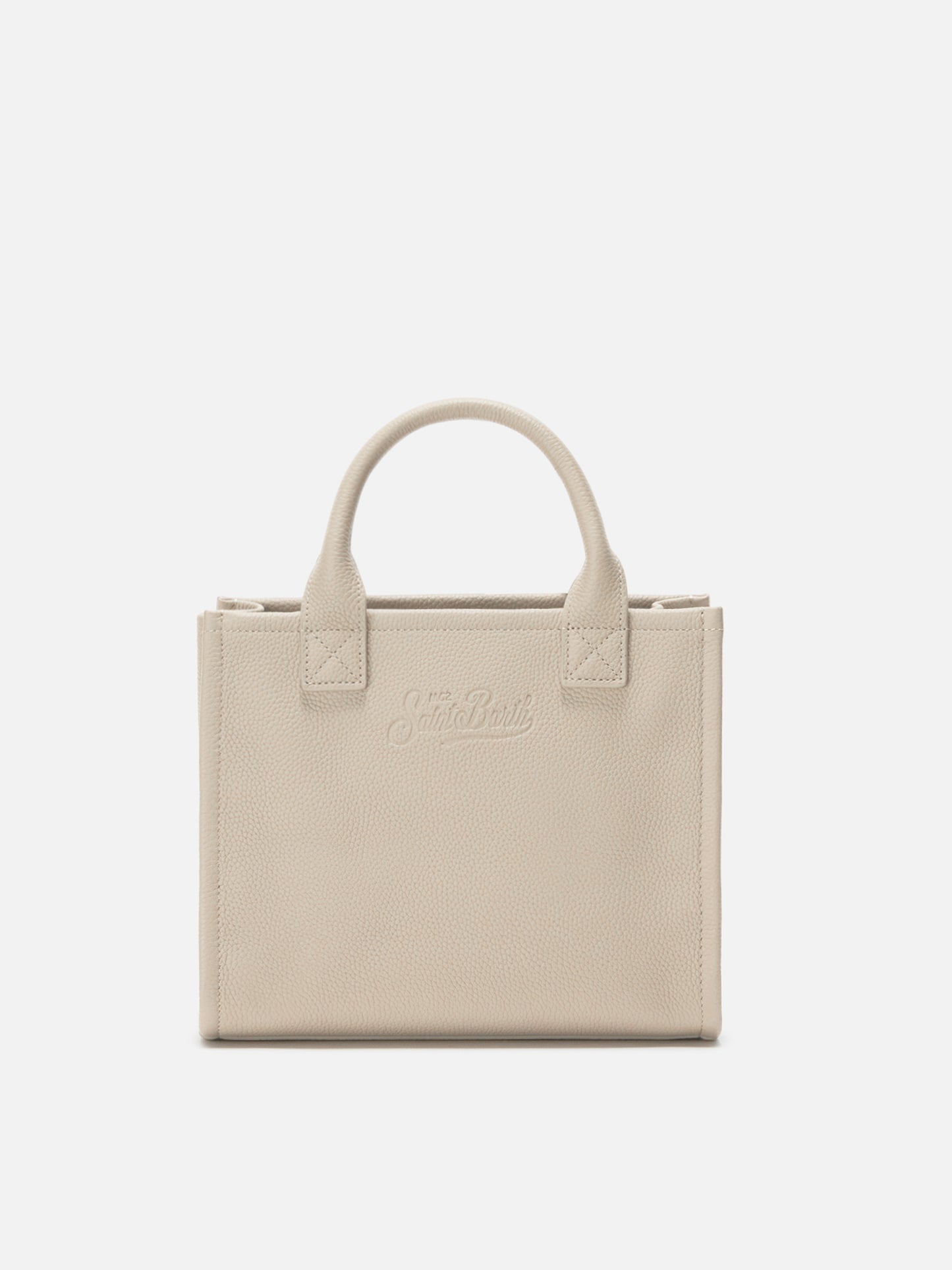 Borsa a spalla Vanity Bag Midi in pelle martellata bianca
