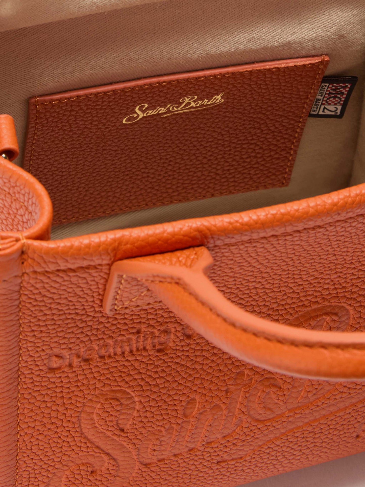 Vanity Bag Mini Shoulder Bag in orange hammered leather