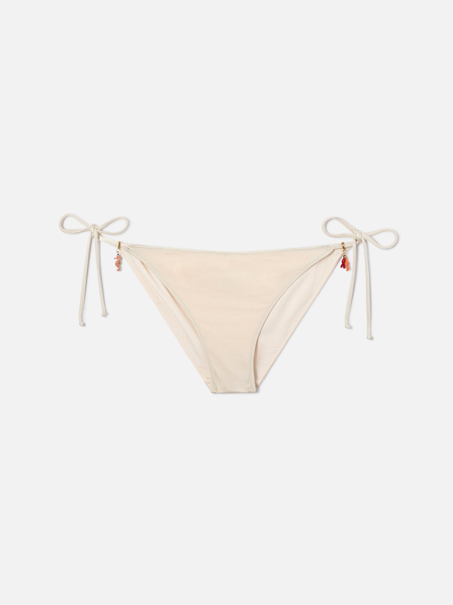 Virgo classic bikini bottoms in solid cream shiny stretch fabric