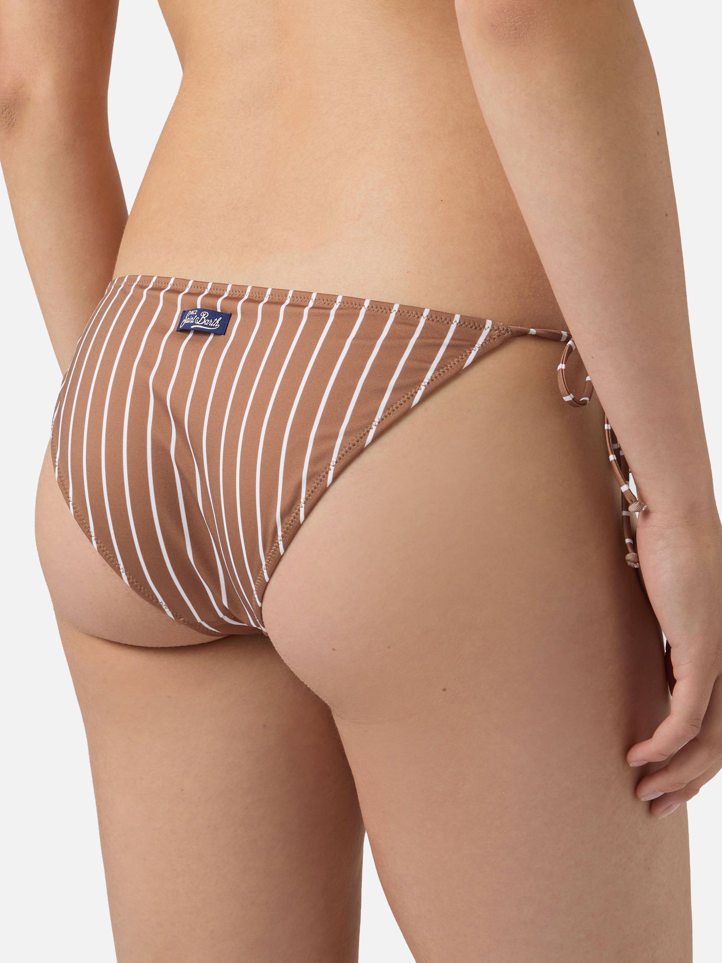 Virgo classic bikini bottoms in stretch fabric with brown striped print