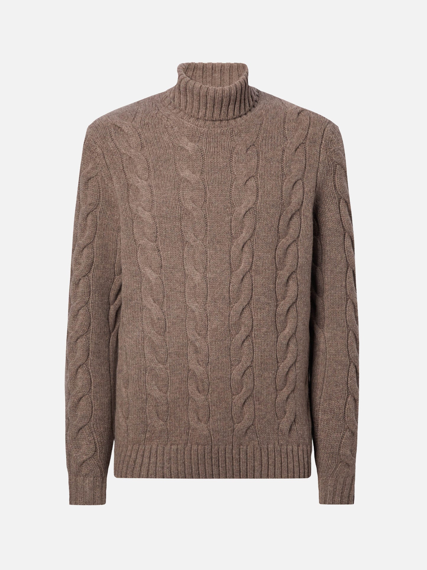 Pullover a collo alto Valdez in pura lana nocciola