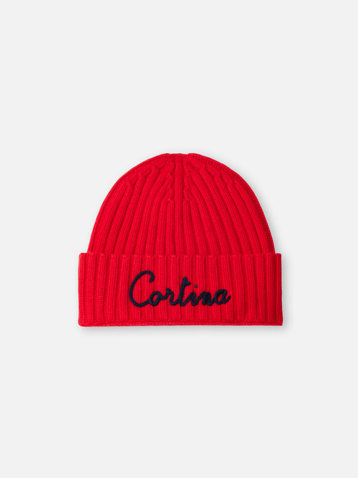 Man red ribbed hat Wengen with Cortina embroidery - MC2 Saint Barth