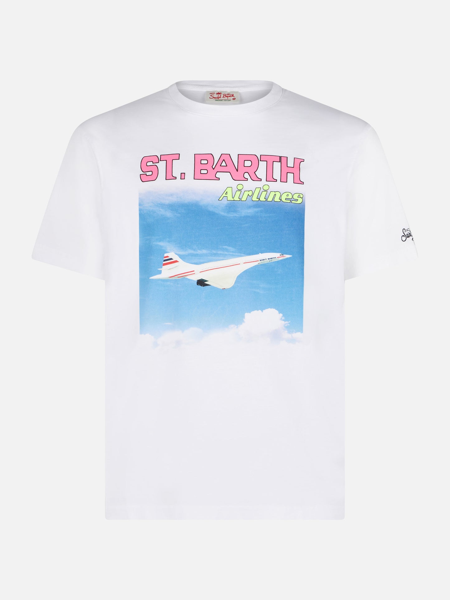 Man cotton t-shirt with St.Barth airlines print