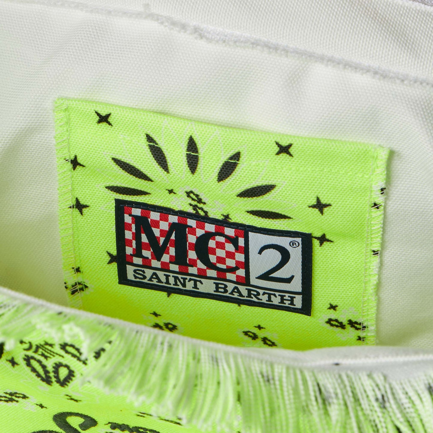 Vanity fluo yellow shoulder bag with bandanna print - MC2 Saint Barth