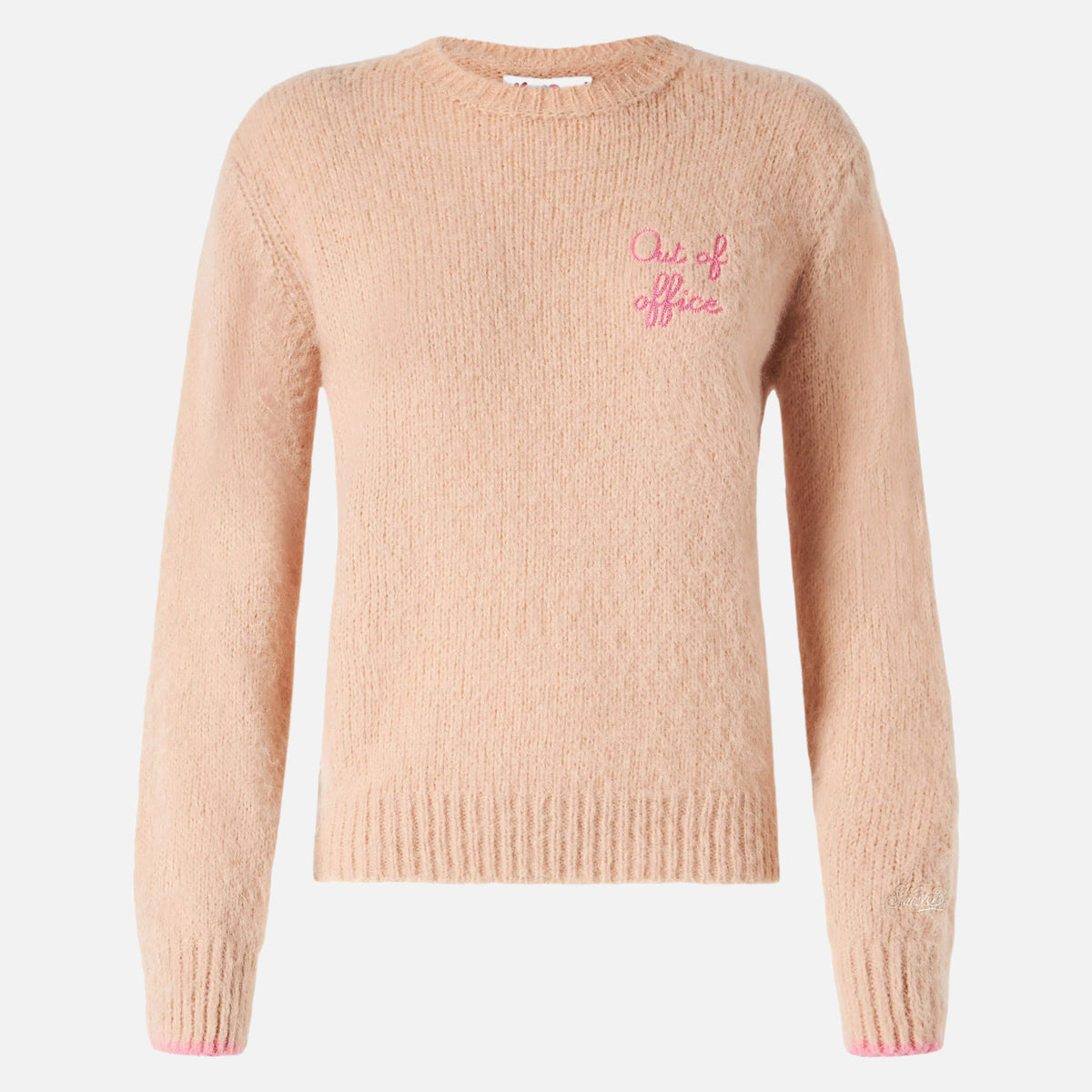 Maglia New Queen Soft beige con ricamo Out of office