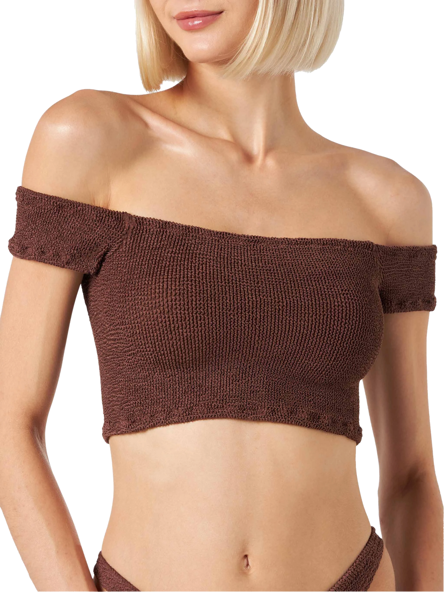 Woman crinkle wide shoulder strap top swimsuit - MC2 Saint Barth