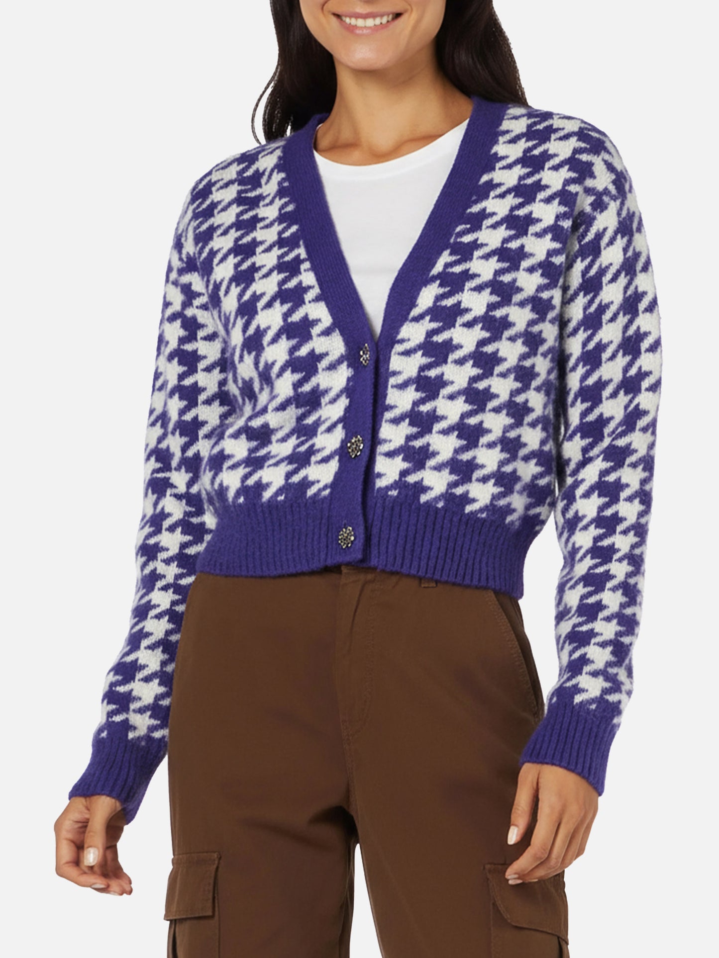 Kurzer Damen-Cardigan mit Schmuckknöpfen
