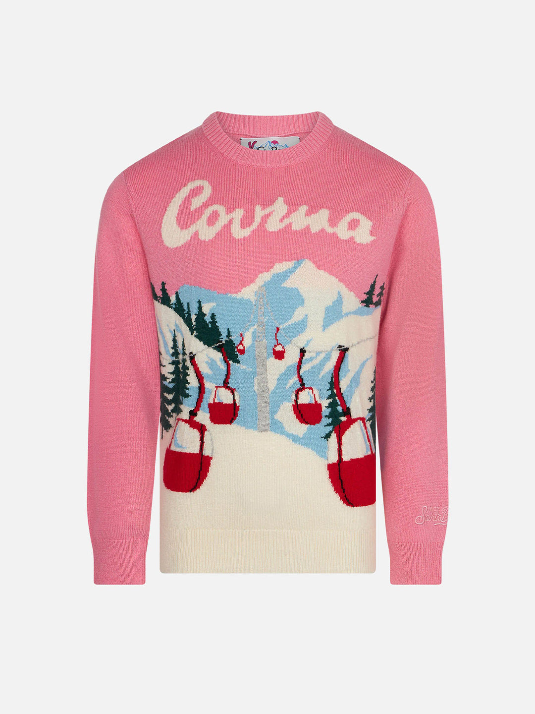 Girl crewneck sweater with Courmayeur postcard - MC2 Saint Barth