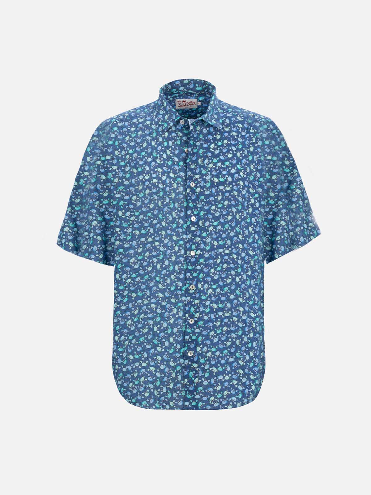 Boy muslin cotton shirt Sharouk with crabs print - MC2 Saint Barth