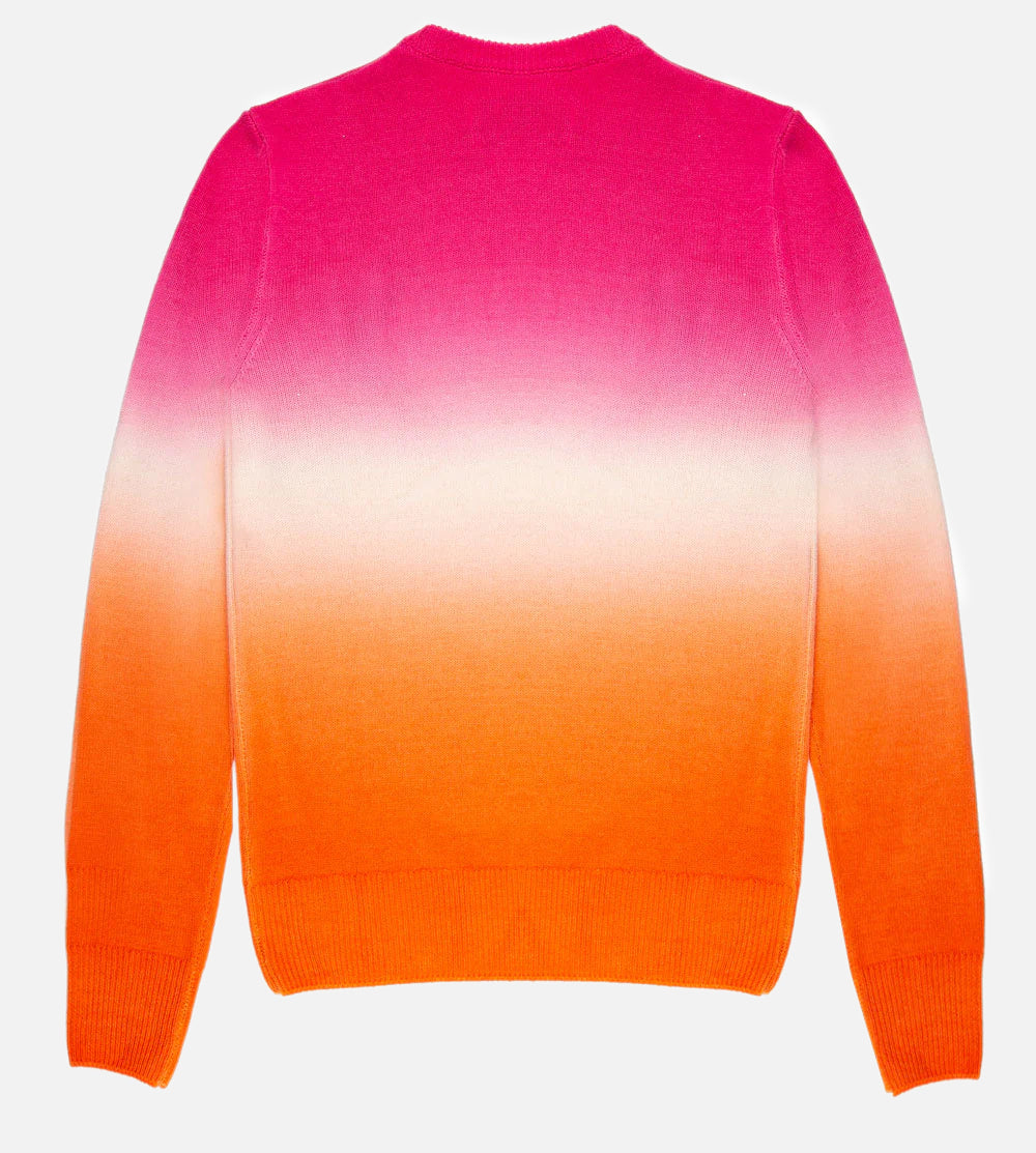 Fuchsia und Orange degradé Damenpullover Ancora tu? Schriftzug