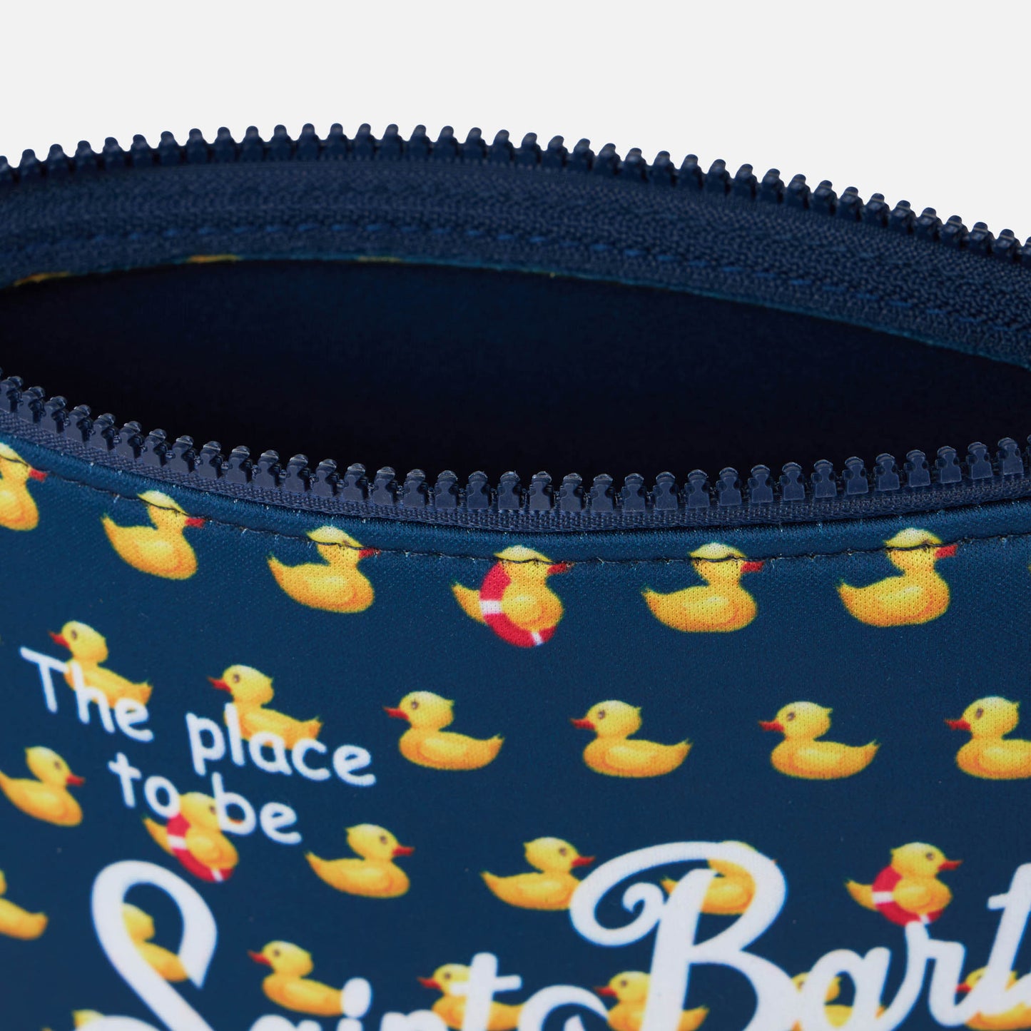 Pochette Aline in scuba con stampa papere
