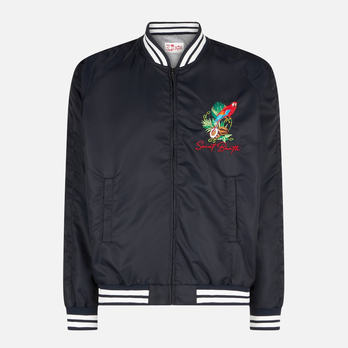 Man blue navy jacket with parrots embroidery - MC2 Saint Barth