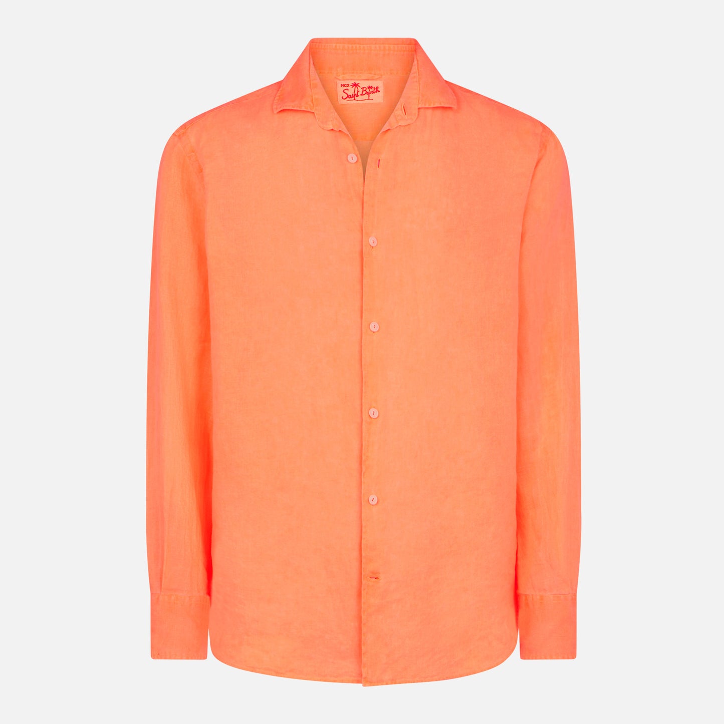 Man fluo orange linen Pamplona shirt - MC2 Saint Barth