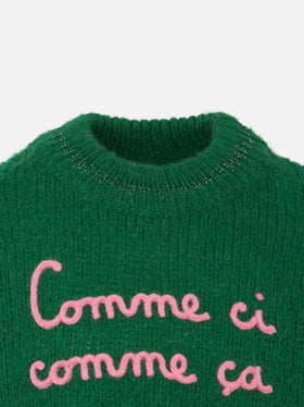Girl boxy shape soft sweater with Comme Ci Comme Ça embroidery - MC2 Saint Barth