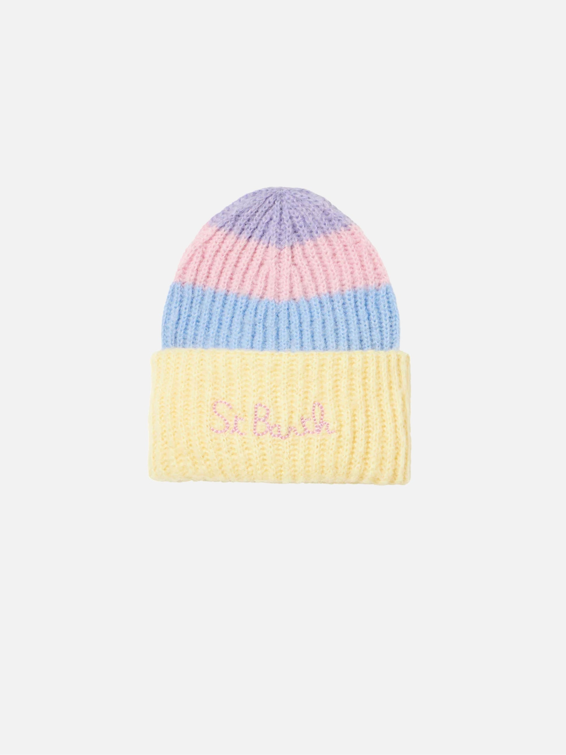 Girl brushed and ultra soft beanie with pastel shades - MC2 Saint Barth