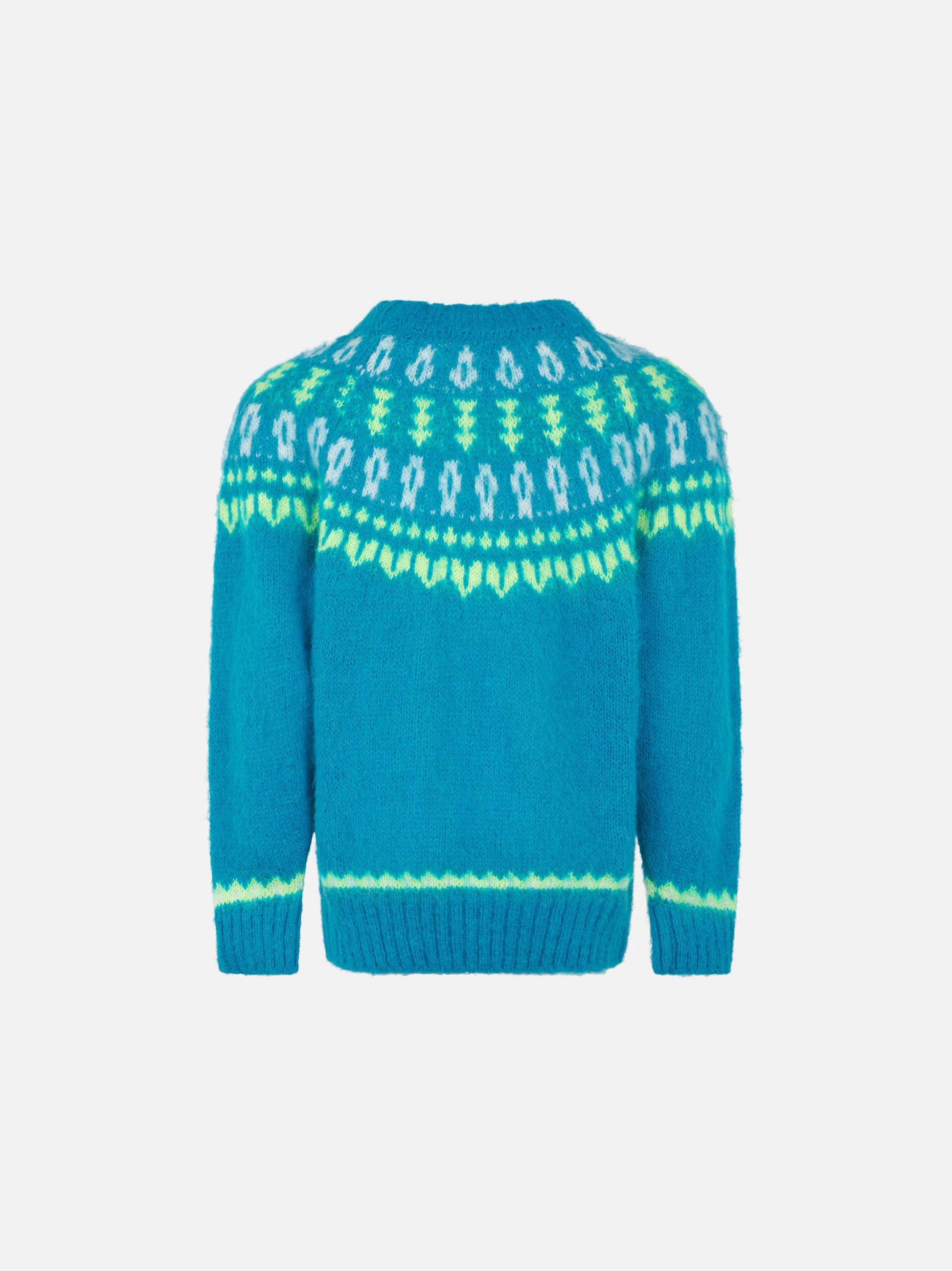 Girl brushed crewneck sweater with nordic jacquard - MC2 Saint Barth