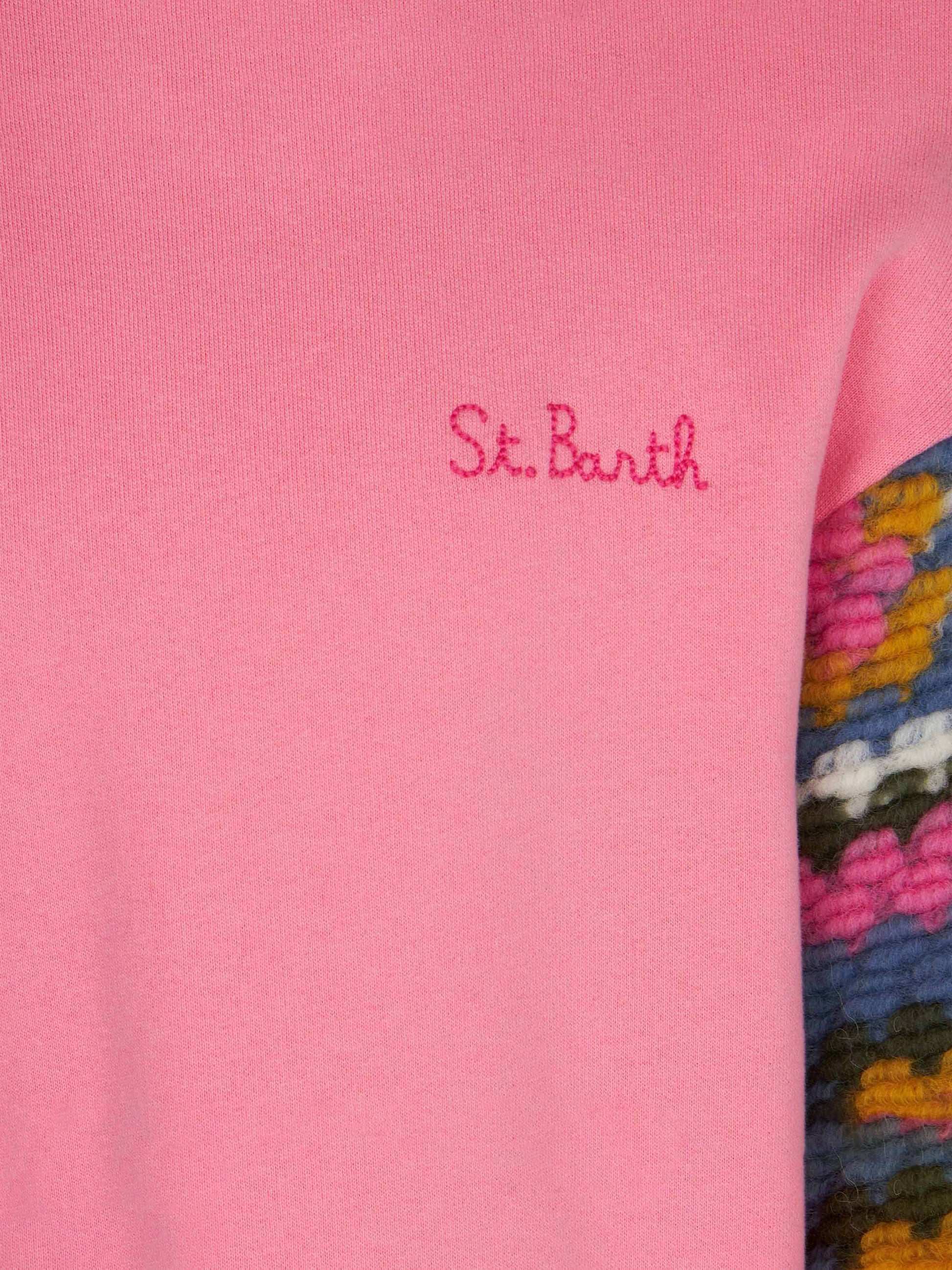 Girl pink sweater with crochet sleeves - MC2 Saint Barth