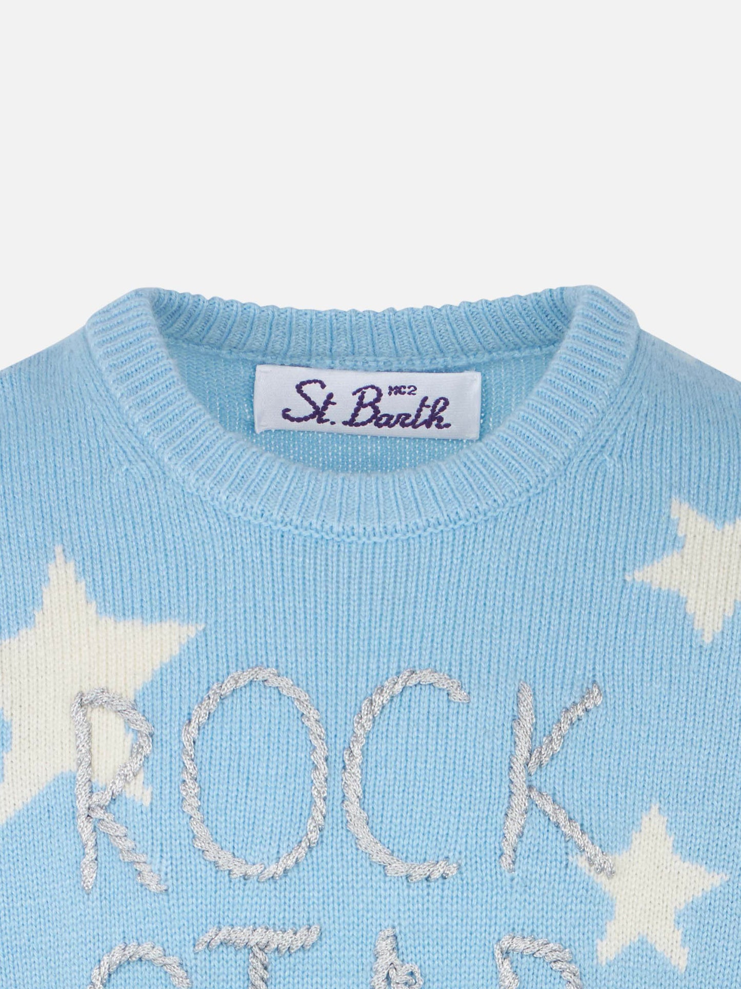 Girl sweater with stars print and Rock Star embroidery - MC2 Saint Barth