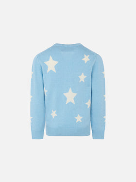 Girl sweater with stars print and Rock Star embroidery - MC2 Saint Barth